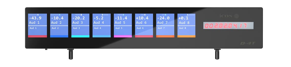 Das Display D4-T kann Kanalnamen, Steuerwerte, Kanalfarben und Timecode in SMPTE oder Beatclock anzeigen.